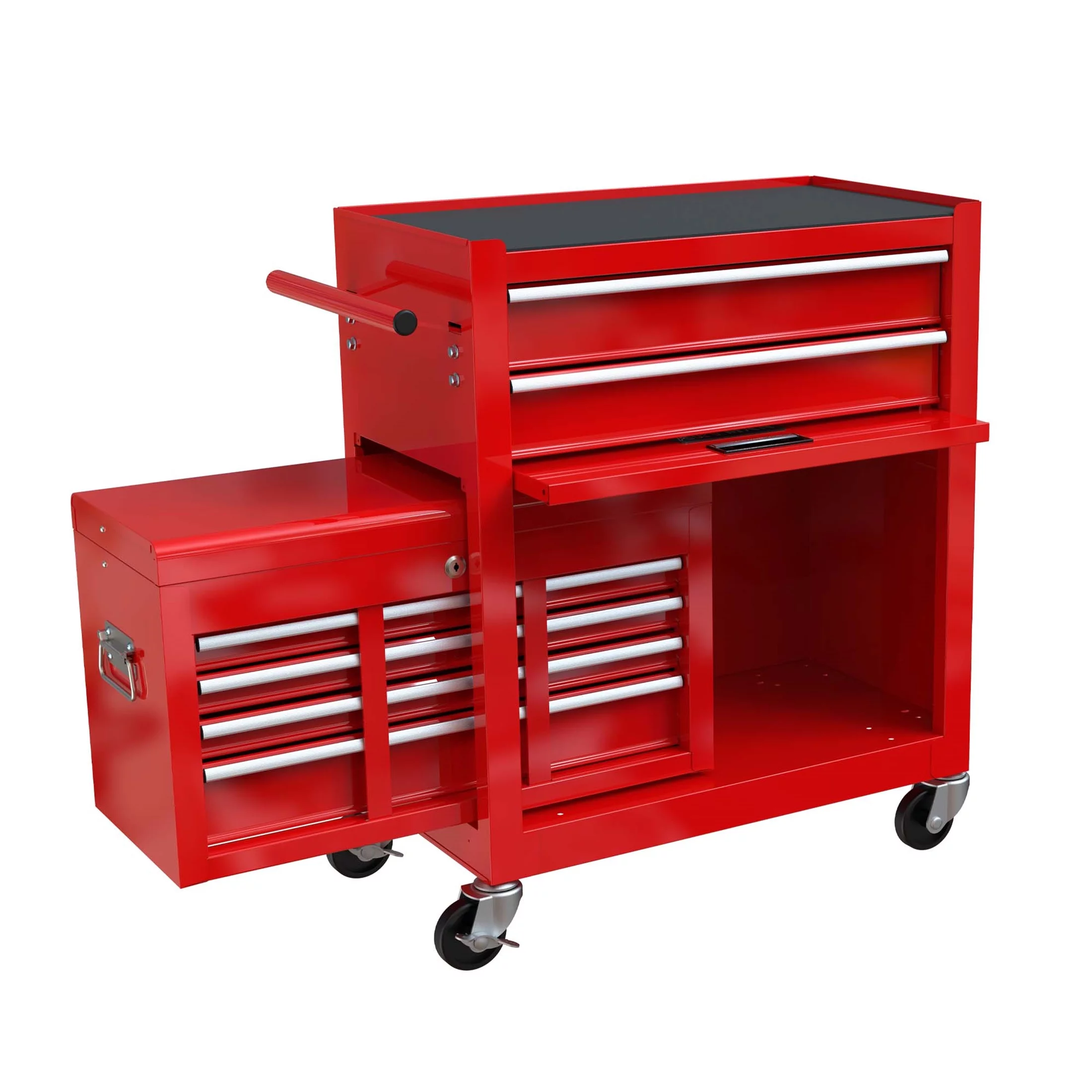 Aukfa Tool Chest, 2 in 1 Steel Rolling Tool Box & Cabinet On Wheels for Garage, 8-Drawer, Blue