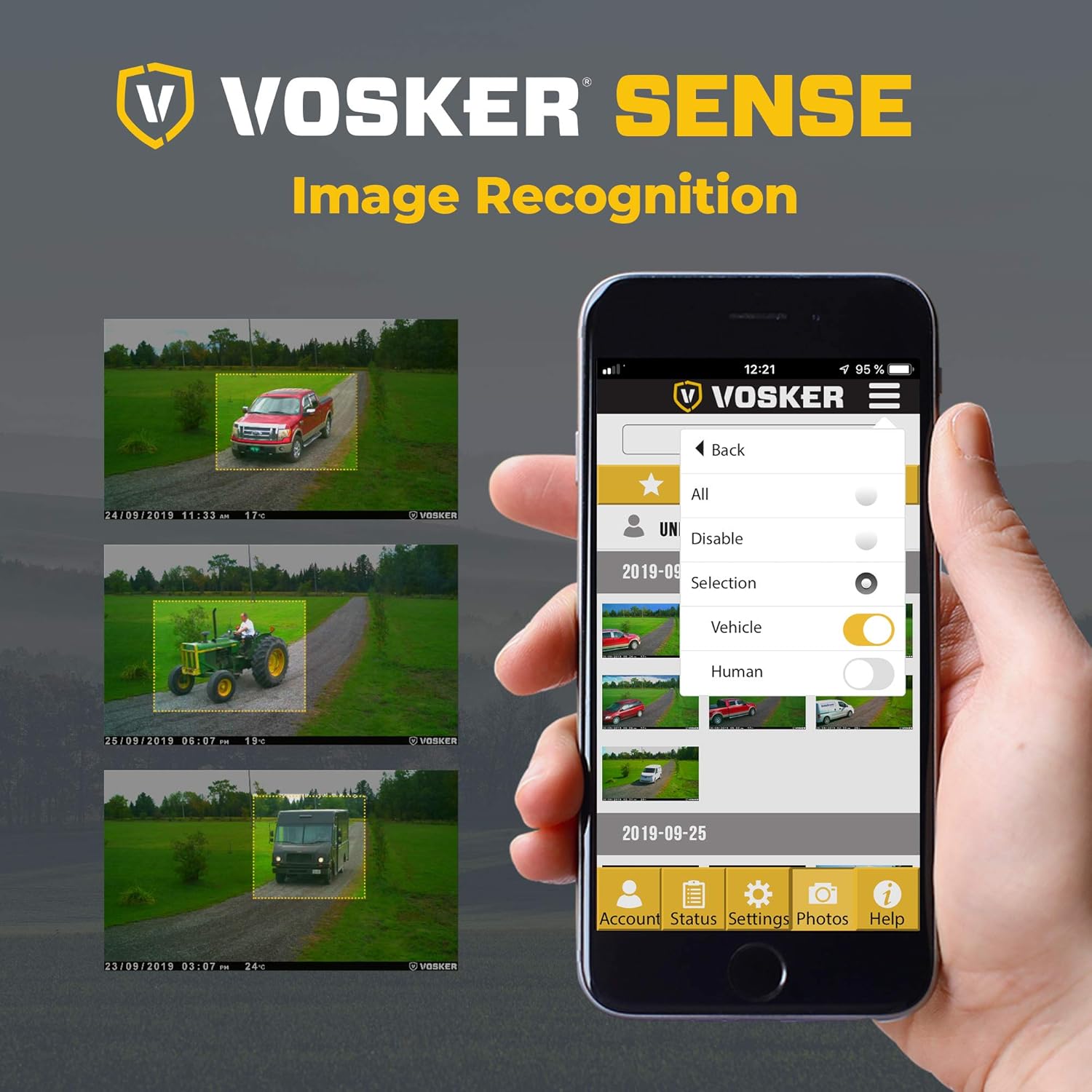 Vosker V200 | Cellular Security Camera | Security Pack | Mobile Phone Photo Notifications | LTE Wireless Built-in Solar Panel | Weatherproof, No Wi-Fi Required | HD Surveillance Cameras