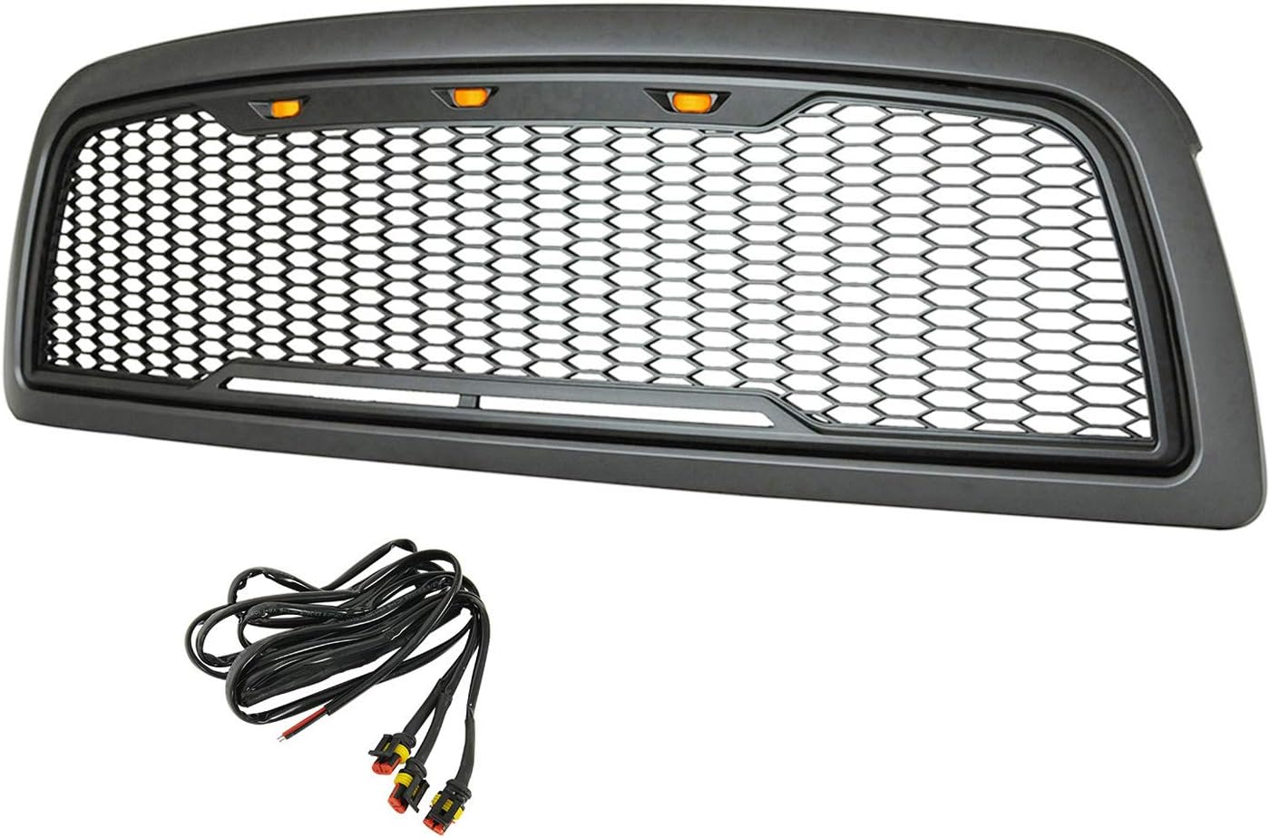 Tidal ABS Upper Grille Front LED Grille - Charcoal Gray - With Amber LED Lights Replacement Grille Fit for 09-12 Ram 1500
