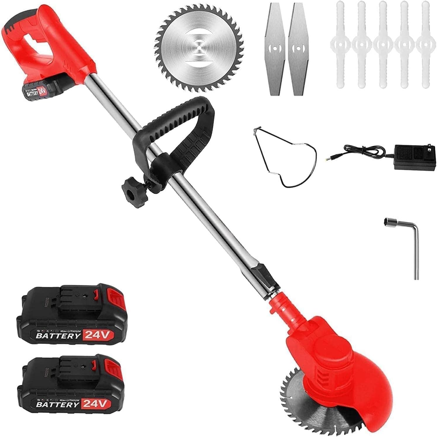Grass Trimmer Cordless | Multi - Functional Garden Tool | Grass Trimmer | Lightweight Weed Cutter Kit Adjustable Height 90-120 cm | Hedge Trimmer 2.0 Ah Battery & Fast Charger 12 V Pack of 2