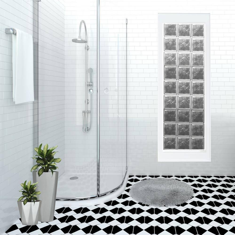 CrystaLok 46.75 in. x 31.75 in. x 3.25 in. Wave Pattern Vinyl Framed Glass Block Window with White Colored Vinyl Nailing Fin