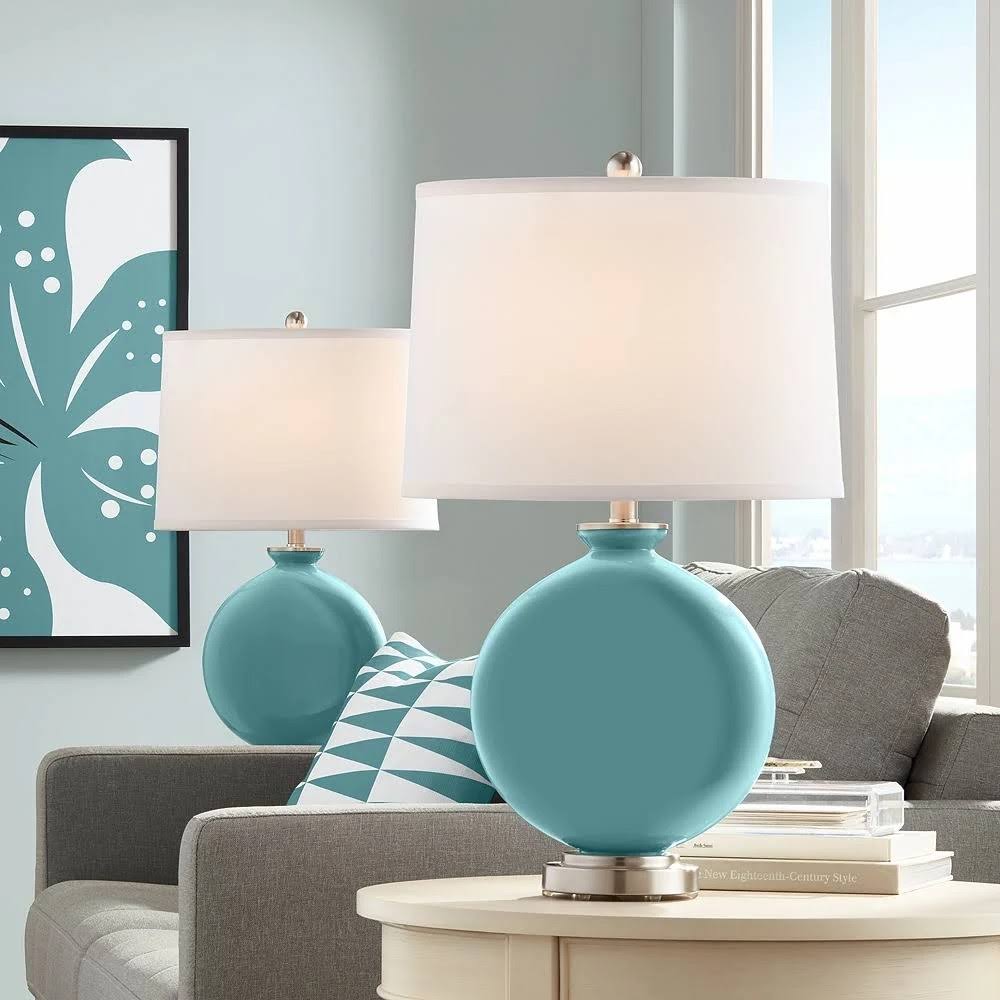 Color + Plus Reflecting Pool Carrie Table Lamp Set of 2, Blue 53E42