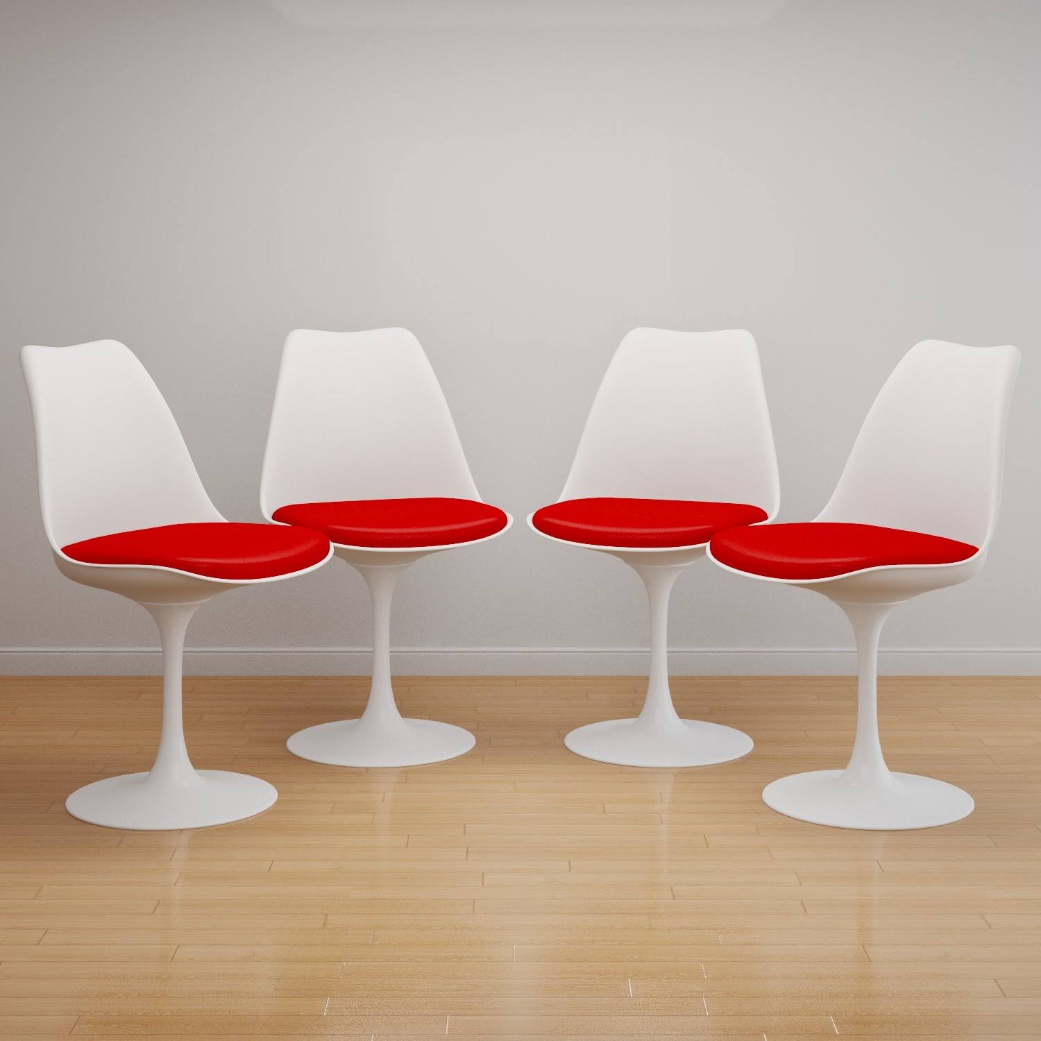 Set of 4 | Tulip Side Chair | Red | Faux Leather
