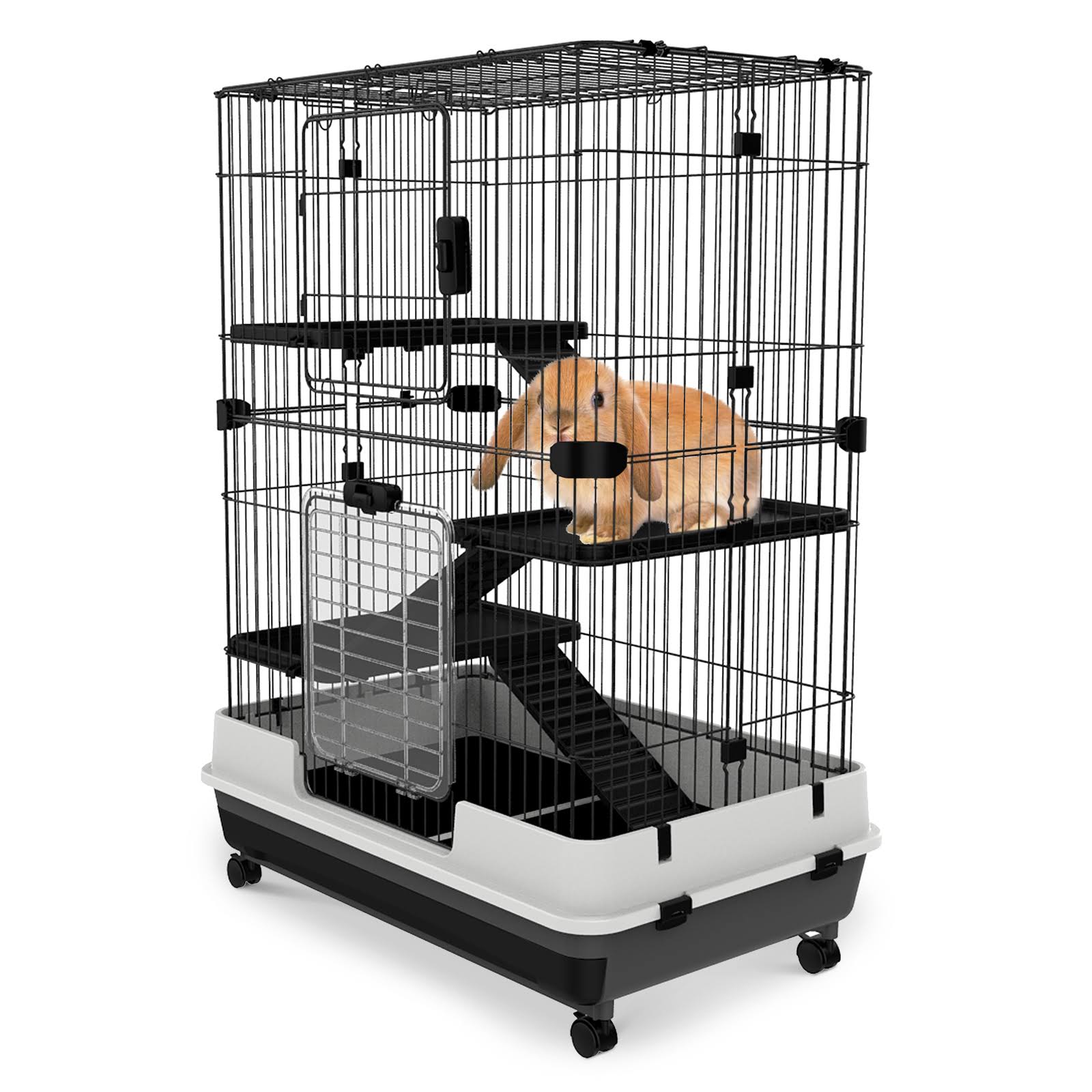 PawHut Metal 4-level Rabbit Cage Indoor Small Animal Hutch