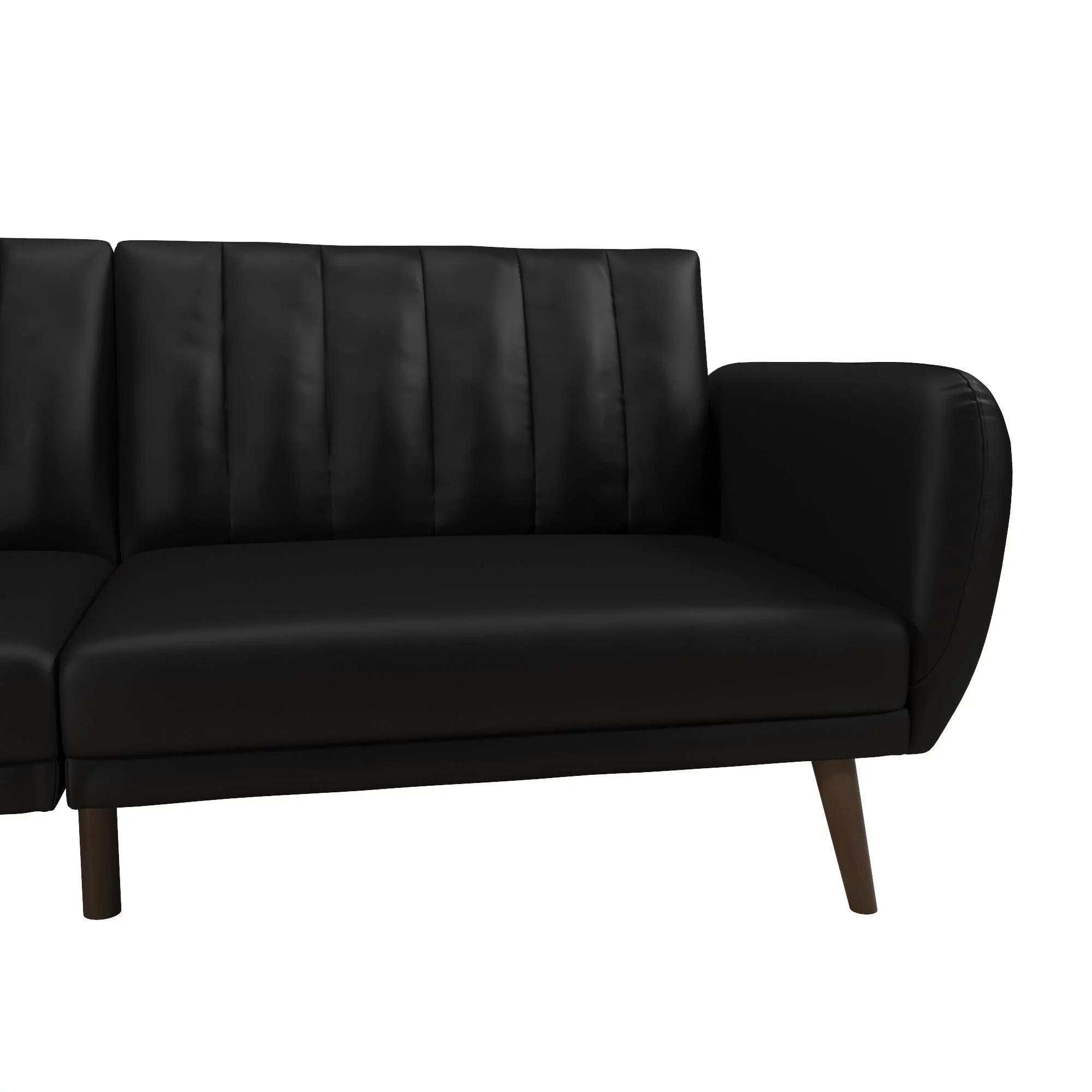 Novogratz Brittany Futon, Black Faux Leather