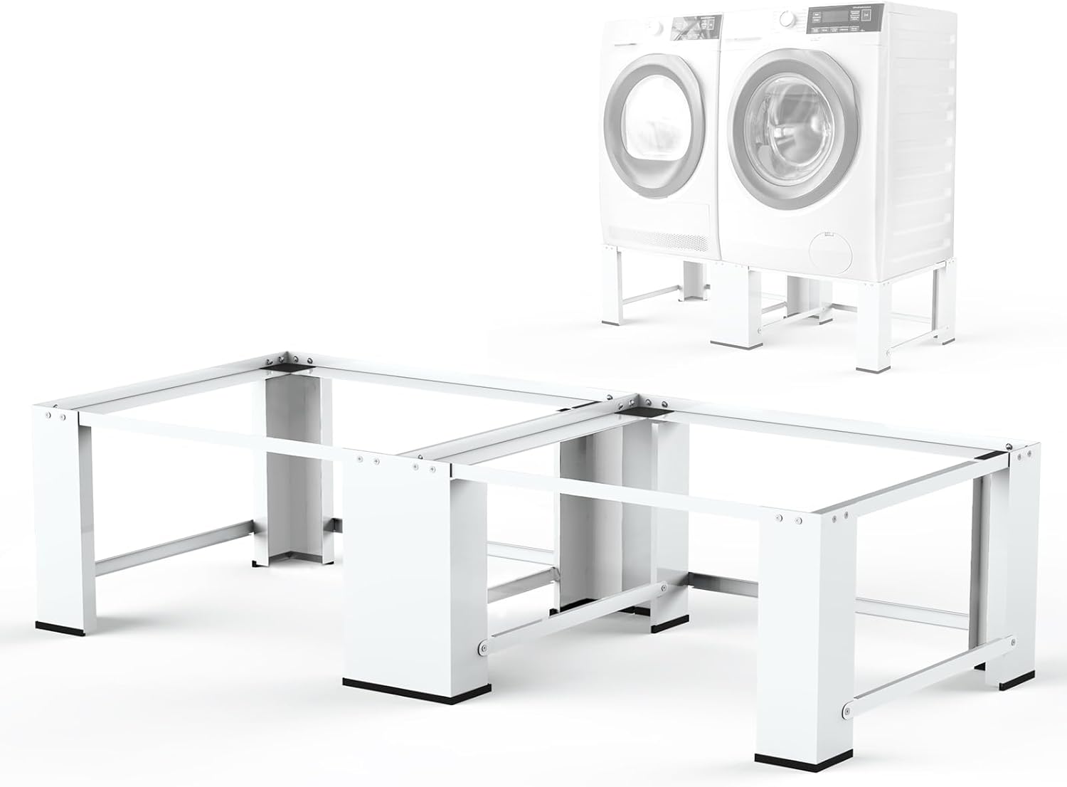 29" Washer Dryer Laundry Pedestals White - Dual-pack Laundry Pedestal for Washer and Dryer Stand, Steel Washing Machine Stand Raiser