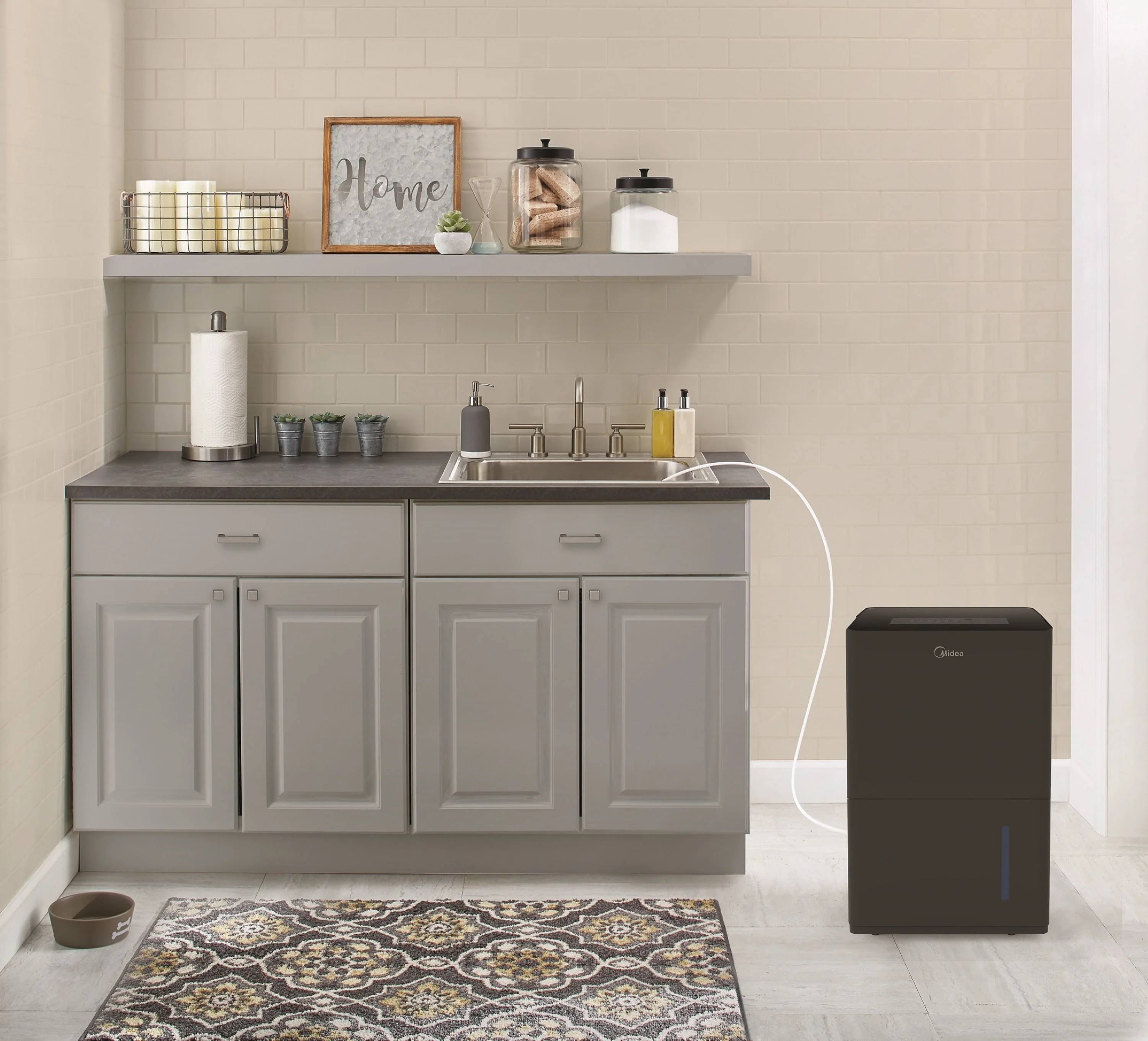 Midea 50-Pint Smart Dehumidifier with Pump - Wet Rooms, Energy Star, For Areas up to 4,500 Sq. ft., Black, MAD50PS1WBL