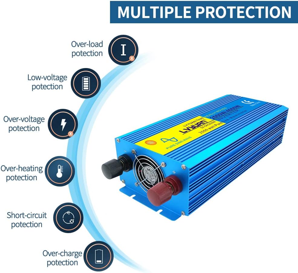 Cantonape Pure Sine Wave Inverter 4000W Power Inverter 24V to 110V DC to AC with LED Display Remote Controller for Truck RV Home Solar System