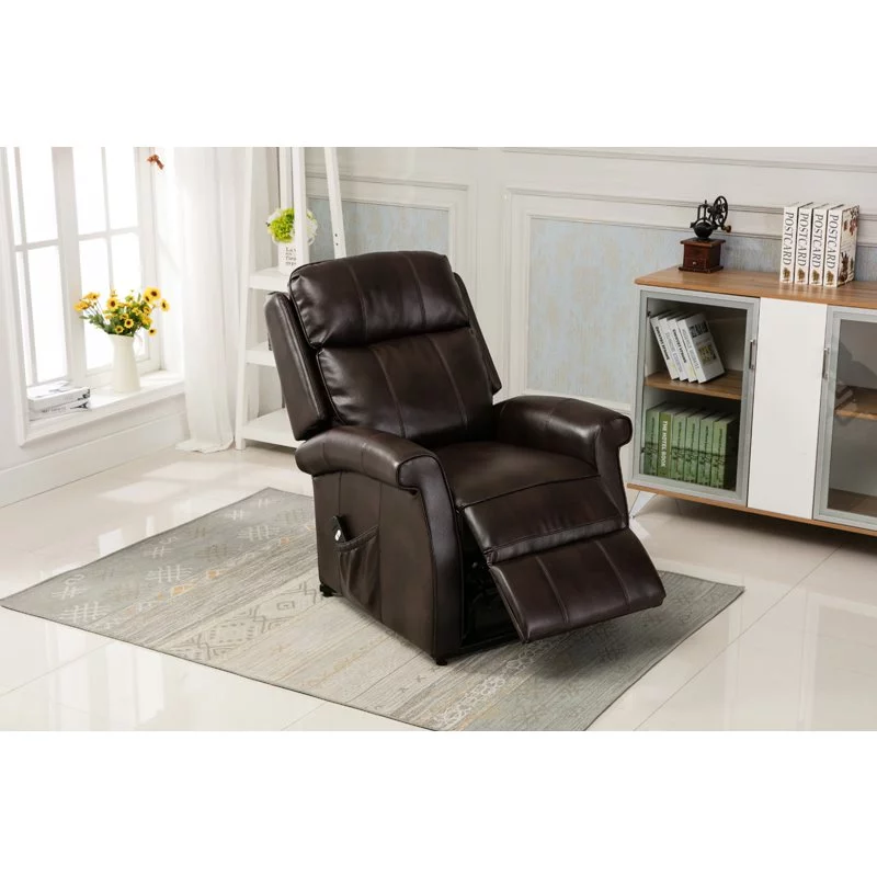 Bowery Hill Traditional Styled Faux Leather Lift Chair in Brown