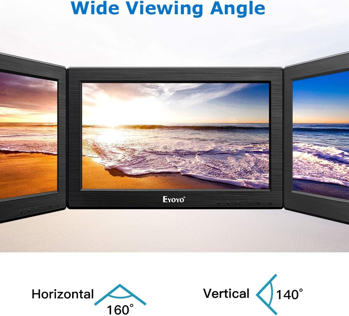 Eyoyo 12" Inch TFT LCD Monitor with AV HDMI BNC VGA Input 1366x768 Portable Mini HD Color Screen Display with Built-in Speaker