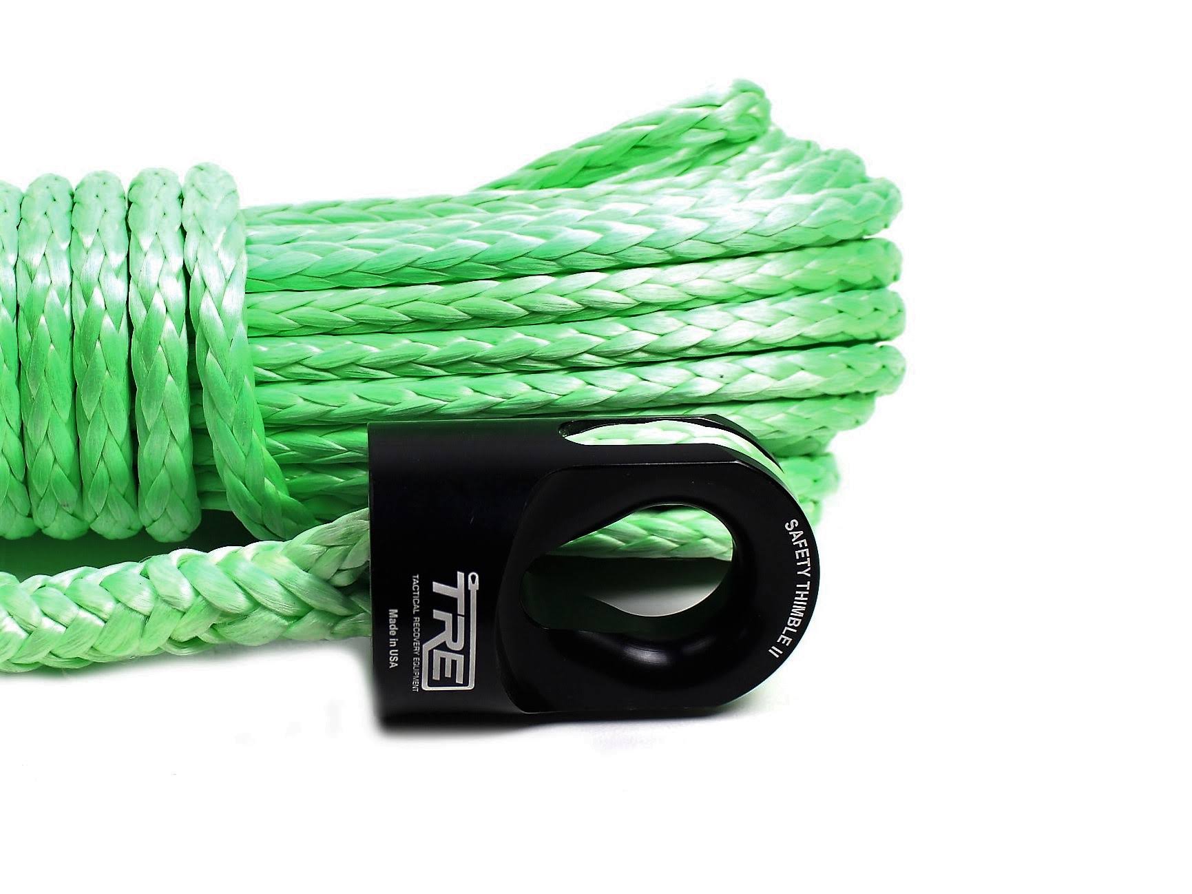 Tactical Recovery Equipment TRE-WRST2-LG100 3/8 x 100& Lime Green Winch Rope u0026 Black Safety Thimble by LiftKits4Less