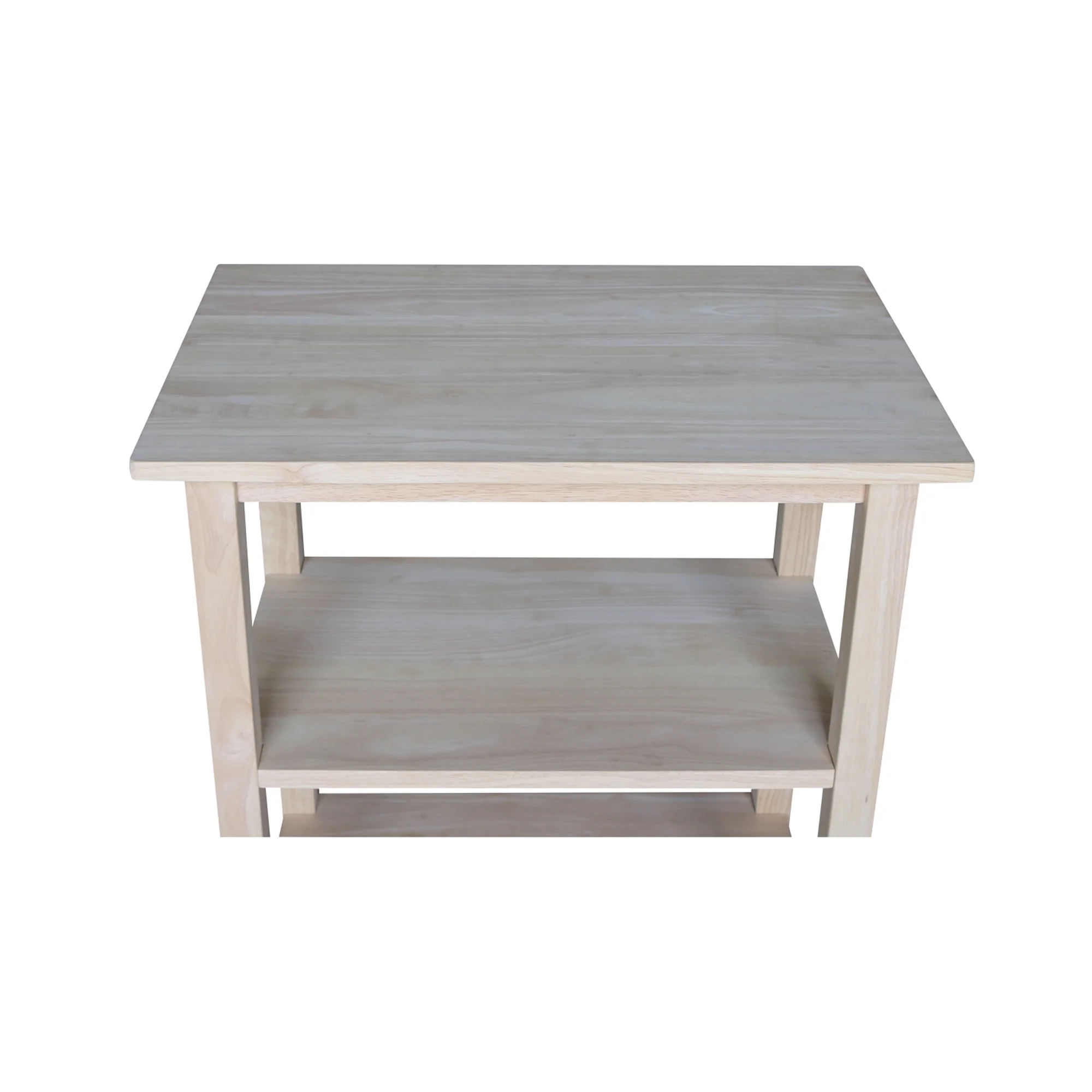International Concepts Unfinished Wood Microwave Kitchen Cart in Natural