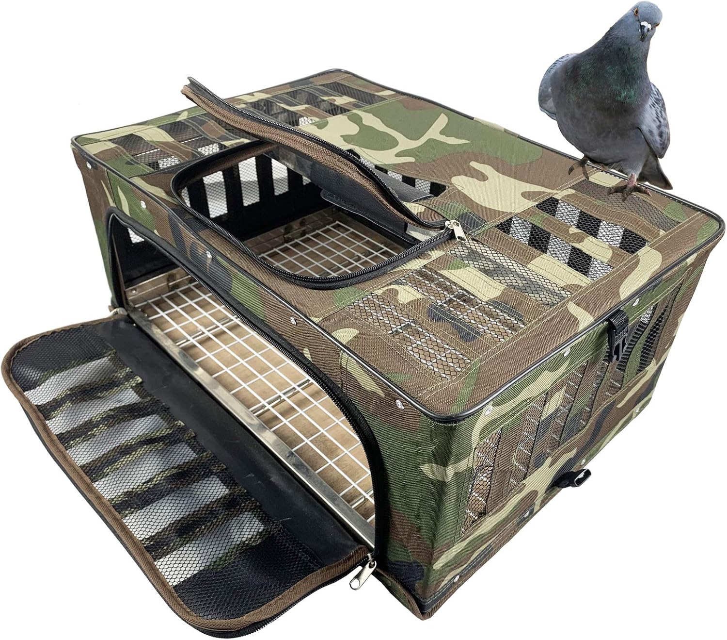 Bird cage Foldable Metal with Canvas Transportation cage Racing Pigeon cage Poultry cage Pigeon Loft Portable Takeout Pigeons Birds Racing Club Flying cage Poultry Transportation Coop 20×13×9in