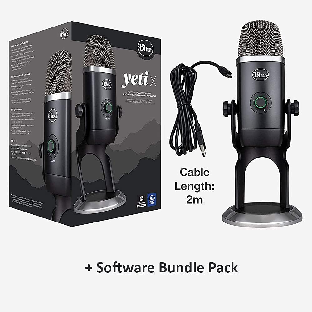 Blue YETI X Pro Condenser USB Microphone Plus Pack Bundle with Presonus StudioOne 5 Artist DAW, iZotope RX Elements Plug-in & Groover 3 Tutorials 3-Month Subscription, Polsen Headphone & Pop Filter