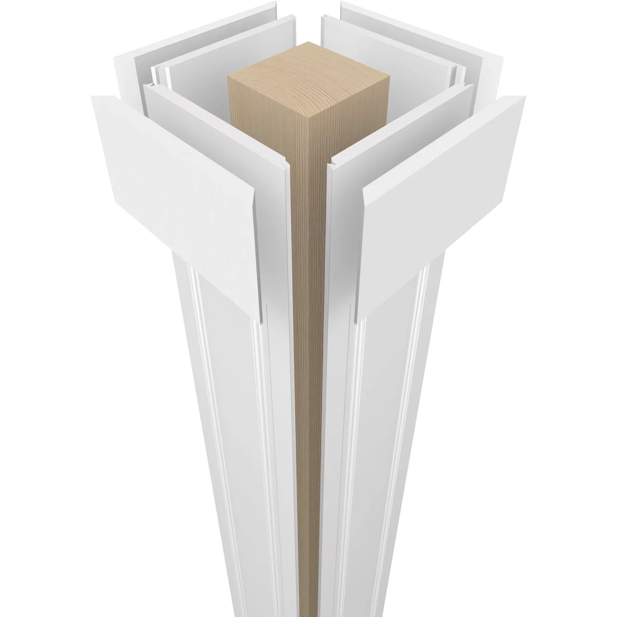 Ekena Millwork 10"W x 9'H Premium Square Non-Tapered Raised Panel PVC Endura-Craft Column Wrap Kit, Mission Capital & Base