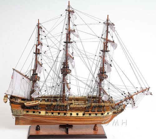 USS Constitution Old Ironsides Tall Ship Assembled 100% Handbuilt Wooden Model