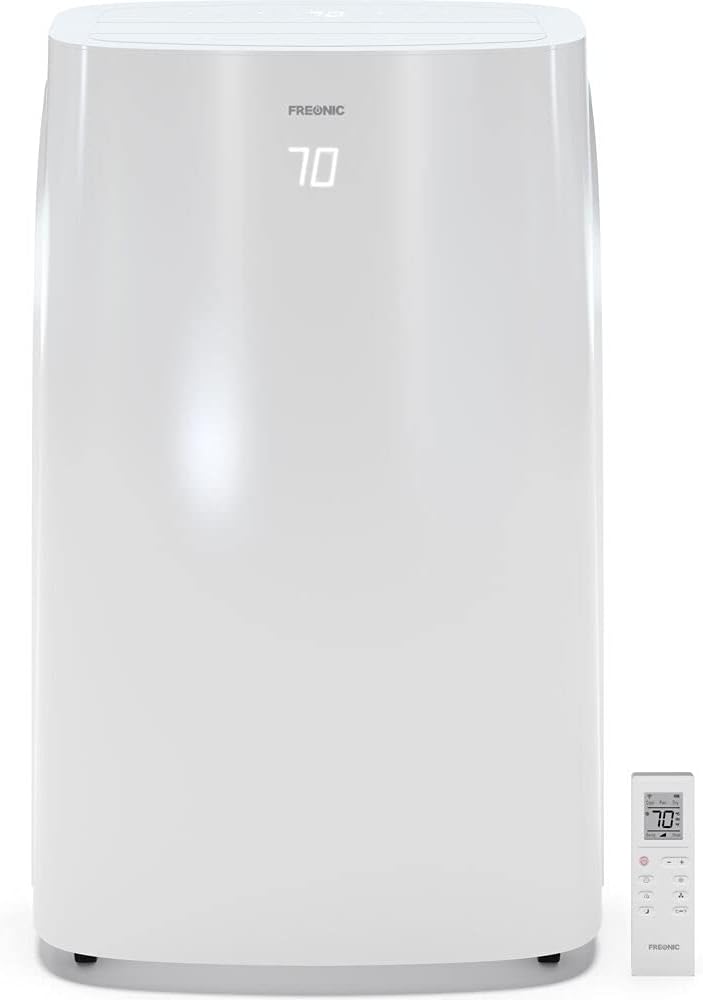 6,000 BTU Portable Air Conditioner | AC for Rooms up to 300 Sq.Ft. | LED Display | 24H Timer | Auto-Restart | Sleep Mode | Dehumidifier | White | FHCP061AKR