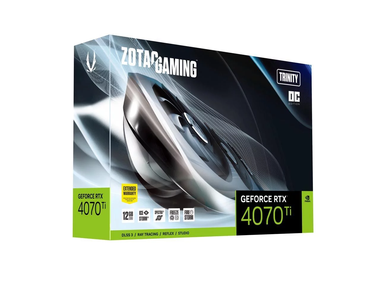 ZOTAC GAMING GeForce RTX 4070 Ti Trinity OC DLSS 3 12GB GDDR6X 192-bit 21 Gbps PCIE 4.0 Gaming Graphics Card, IceStorm 2.0 Advanced Cooling, SPECTRA 2.0 RGB Lighting, ZT-D40710J-10P