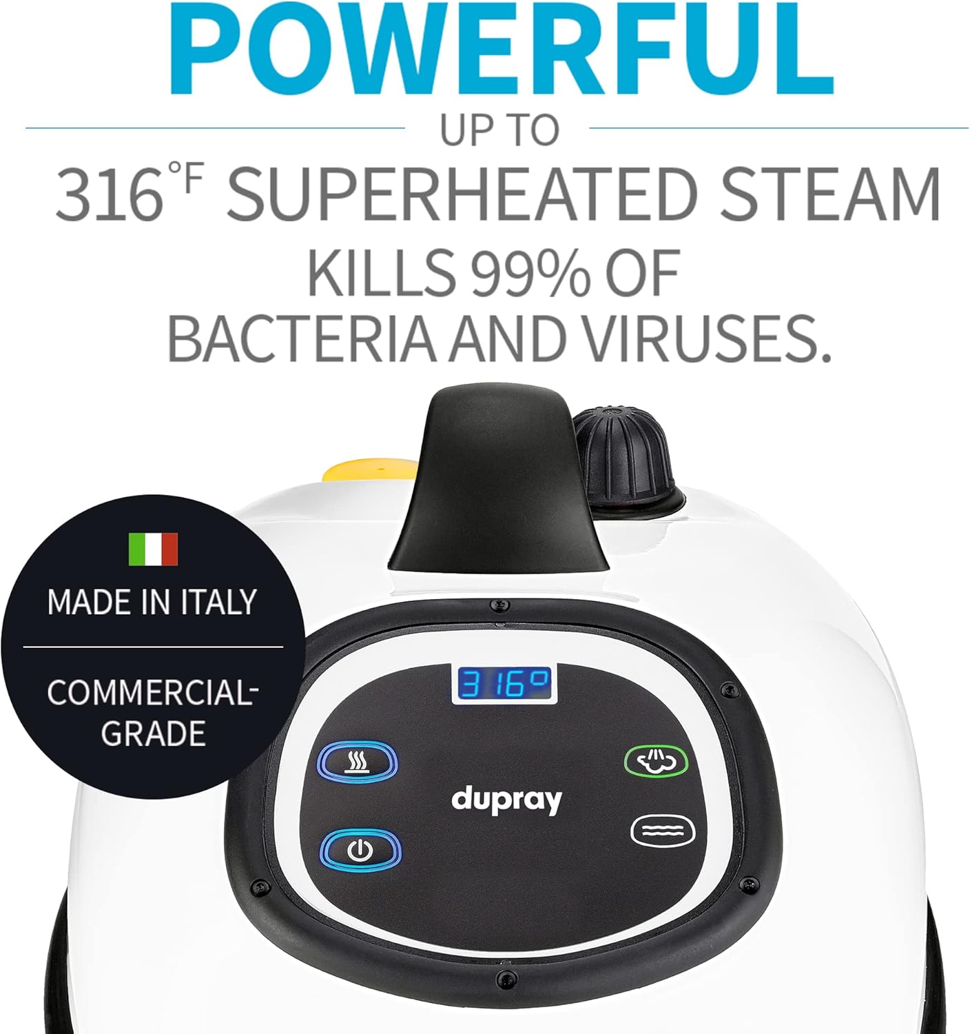 Dupray Tosca Steam Cleaner Commercial Steamer Made in Italy for High End Professional or Home Cleaning and Disinfection