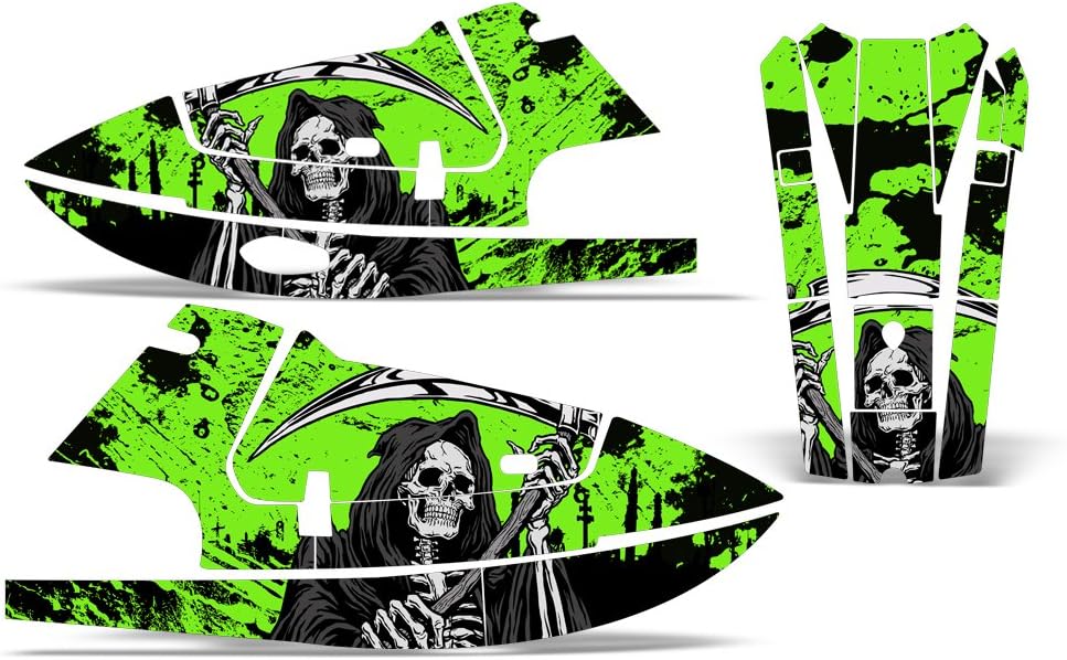 Wholesale Decals Jet Ski Graphics kit Sticker Decal Compatible with Kawasaki X2 JF650 1986-1995 - Reaper V2 Green