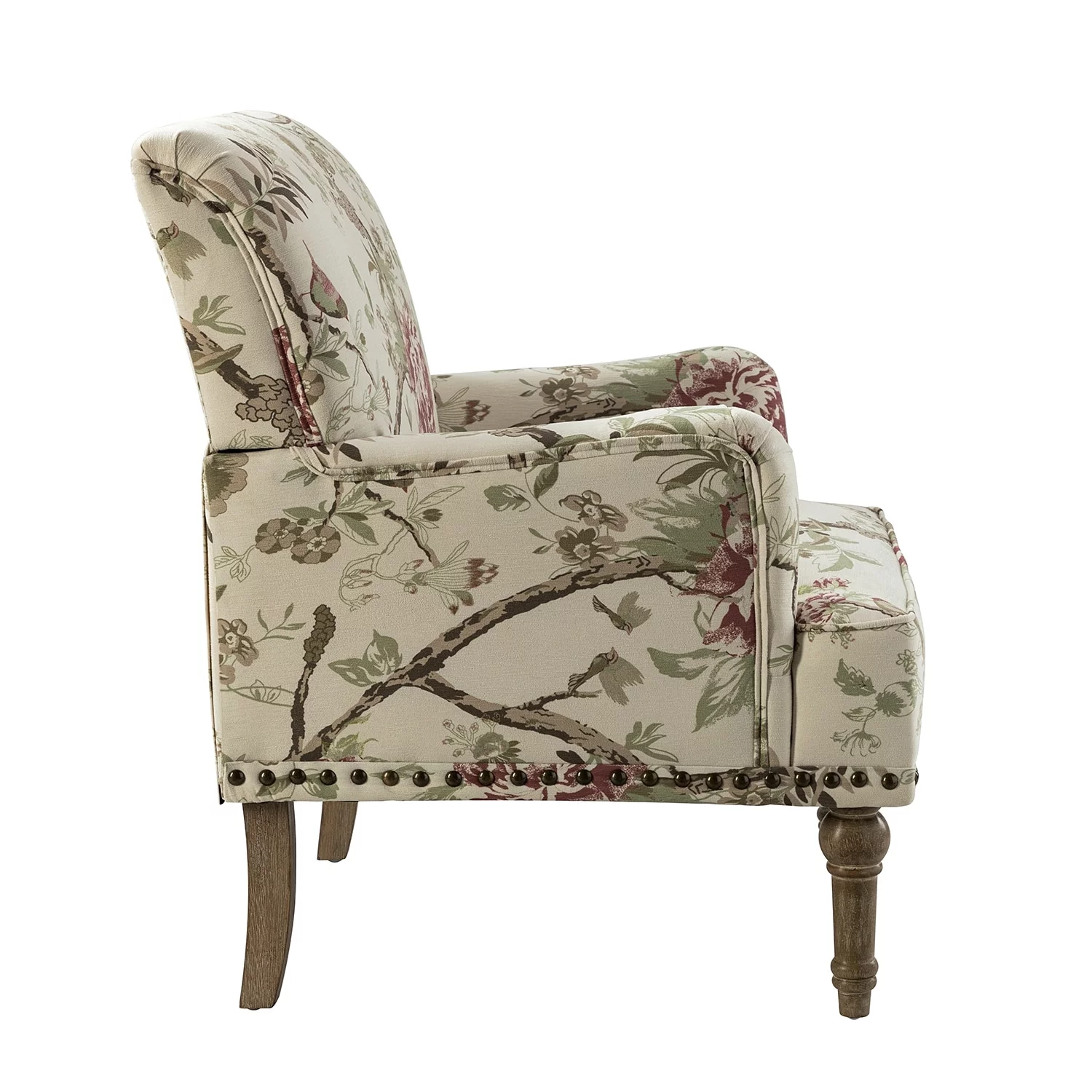 HULALA HOME Geltrude Traditonal Floral Fabric Design Upholstered Accent Armchair with  Turned Legs by  NAVY Floral
