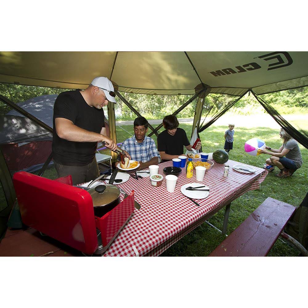 Clam Pop Up Camping Canopy Gazebo Tailgate Tent Quick Set Blue Escape Sport