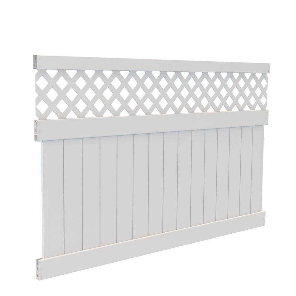 Barrette Outdoor Living Veranda H x 8 ft. W White Vinyl Anderson Privacy Fence Panel Kit - Shop Hardware Tools Online Store