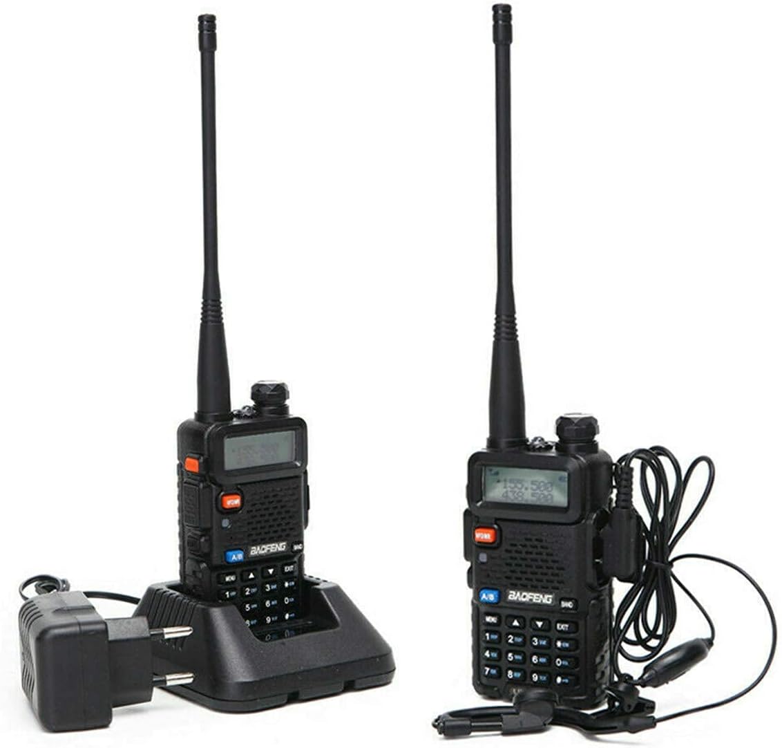 2 Pack Baofeng UV-5R Two Way Radio Portable Rechargeable Long Range Two Way Radio Handheld Walkie Talkie with 2 Pack 771 Antenna (Black) Pack of 2