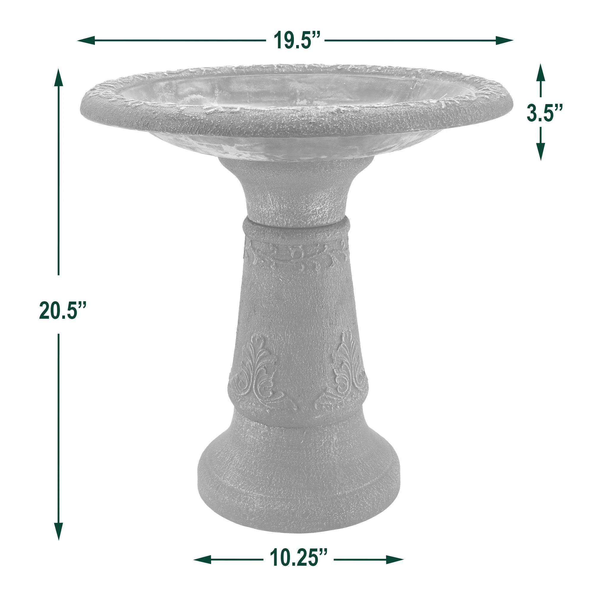 Arcadia Garden Products Bird Baths Fiberclay Birdbath, Green