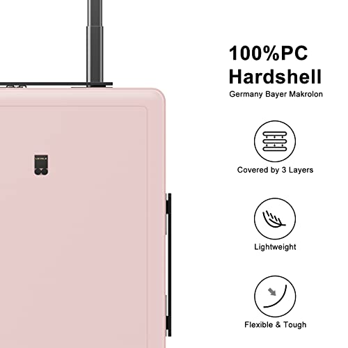 LEVEL8 Hard Shell Carry on Luggage Airline Approved, Carry-on Suitcases with Wheels, Lightweight Luminous Textured Hardside Travel Bag with Tsa Lock, 20 Inch, Black