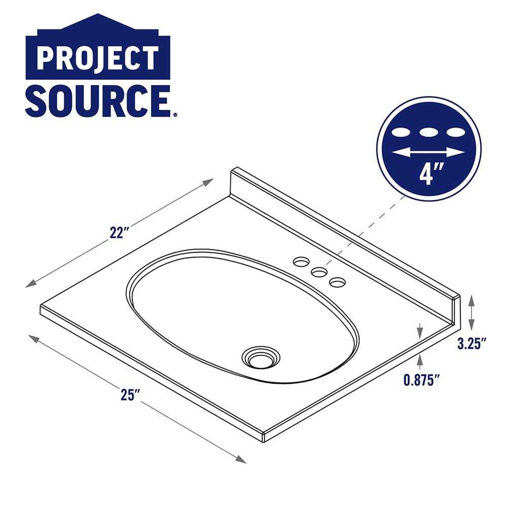 Project Source 25 W x 22 D White Cultured Marble Vanity Top with Single Oval Bowl MP225-3 - Shop Hardware Tools Online Store