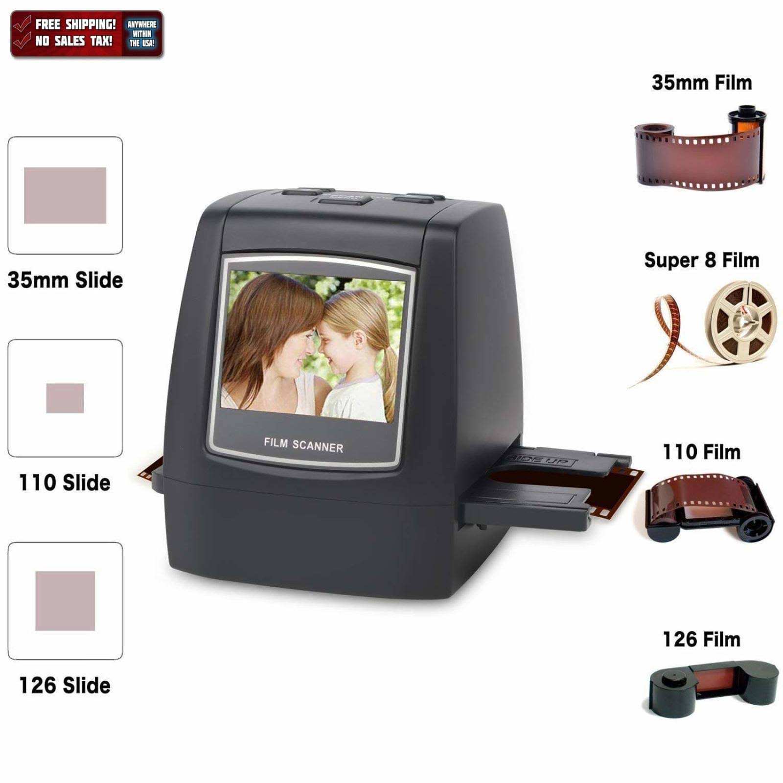 22MP All-in-1 Film u0026 Slide Scanner, 35mm 135 110 126 and Super 8 Films/Slides/Negatives Converter