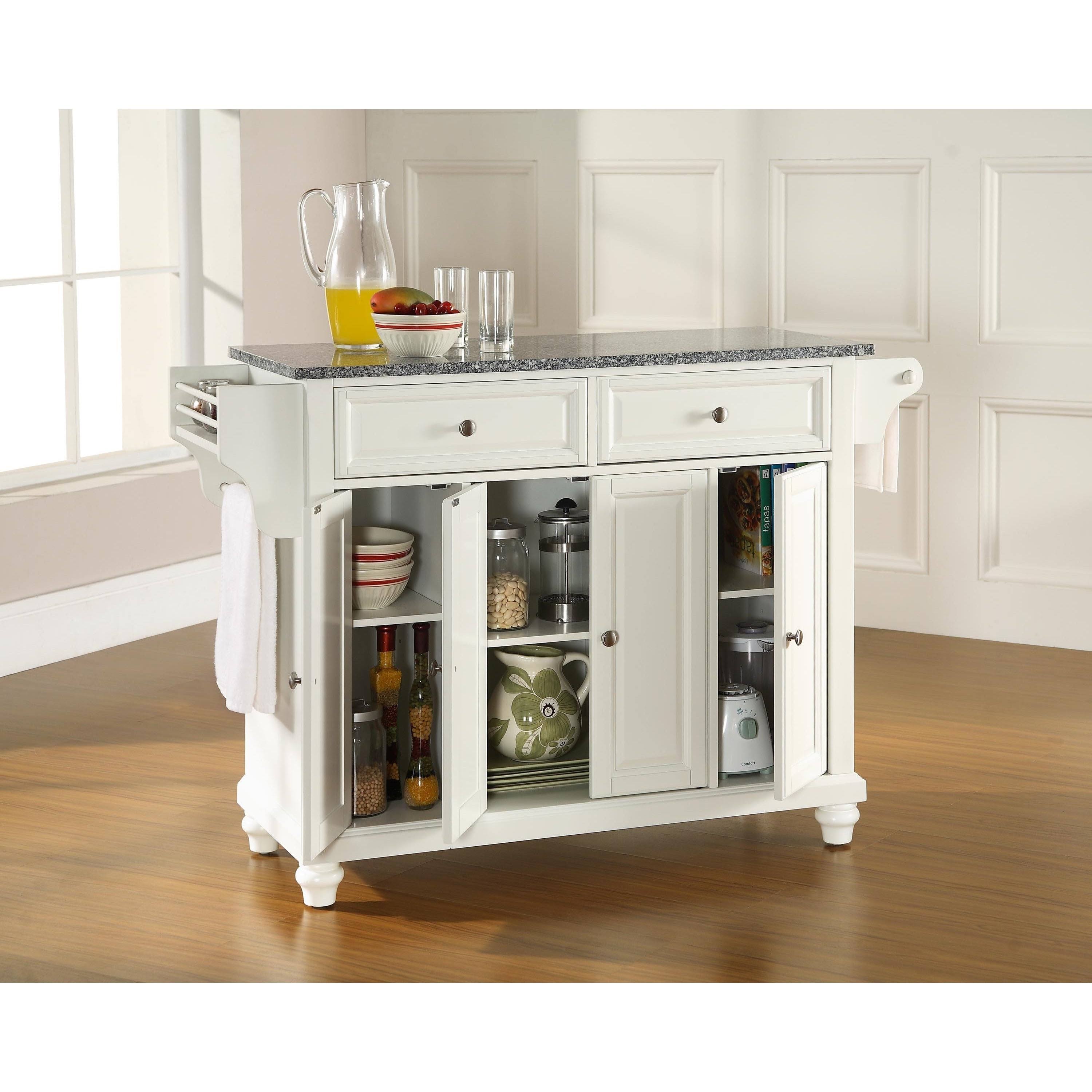 Cambridge Solid Granite Top Kitchen Island - Crosley - White