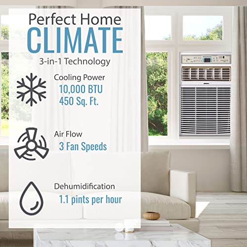 Keystone Slider Casement Window-Wall Air Conditioner and Dehumidifier with 4-Way Air Direction Control