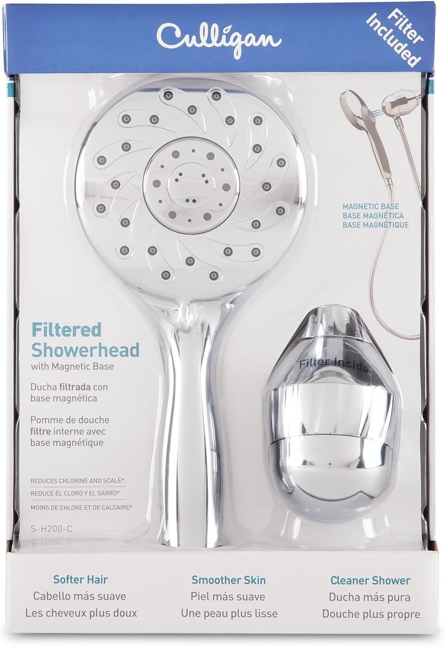 Culligan S-H200-C Hand-Held Showerhead with Magnetic Base and Filter, 10,000 Gallon, Brushed Chrome
