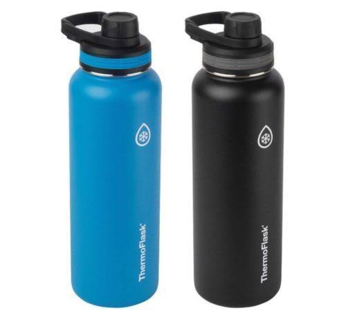 Takeya 59182 40 oz Thermoflask Black u0026 Silver - Pack of 2