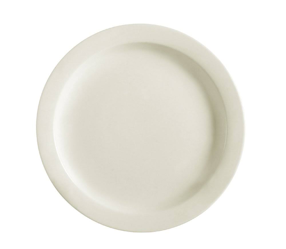 Choice 8 1/4x22 Ivory (American White) Narrow Rim Stoneware Plate - 36/Case