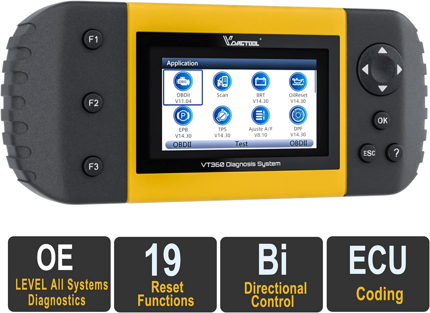 VDIAGTOOL VT300 Car Diagnostic Scanner OBD2, OE Level Full Systems Diagnostics Scan Tool, All Systems Code Reader with Live Data/Freeze Frame, Oil Reset/EPB/DPF/BMS Reset, Auto VIN, 3 Years Update