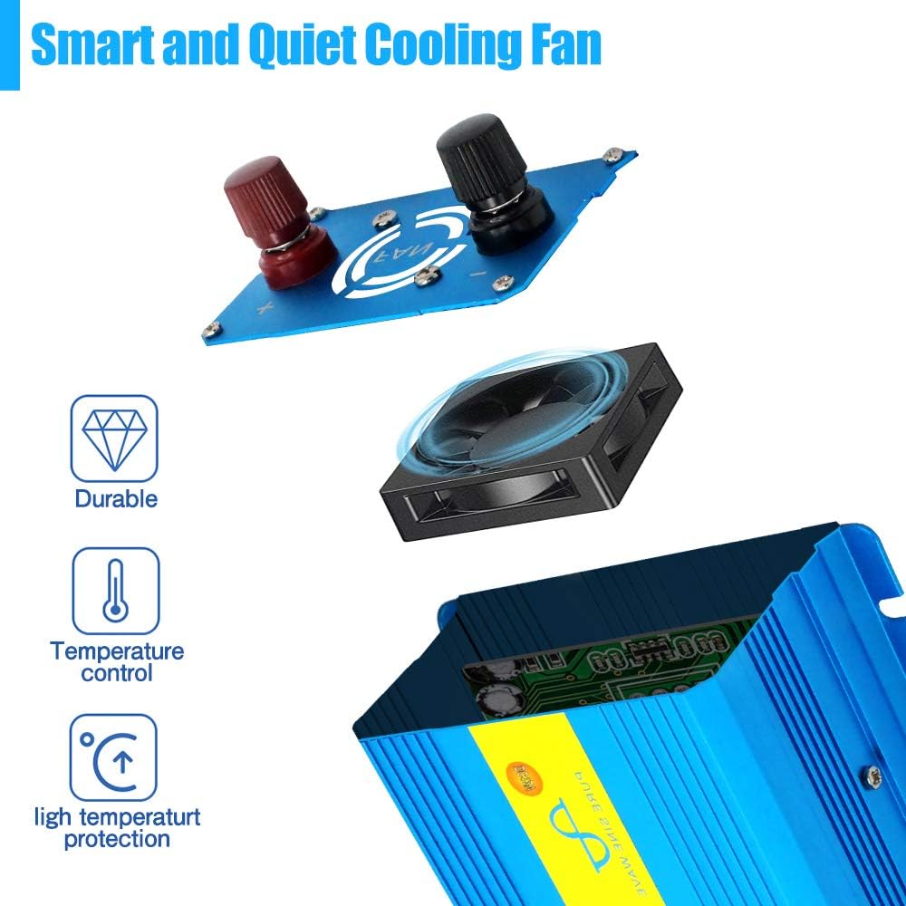Cantonape Pure Sine Wave Inverter 4000W Power Inverter 24V to 110V DC to AC with LED Display Remote Controller for Truck RV Home Solar System