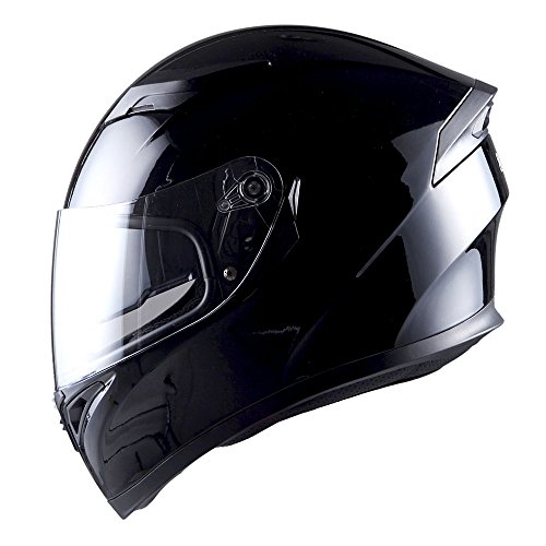 1Storm Motorcycle Full Face Dual Visor Helmet Bundle with Spoiler and Motorcycle Bluetooth Headset: HJK316 Matt Black