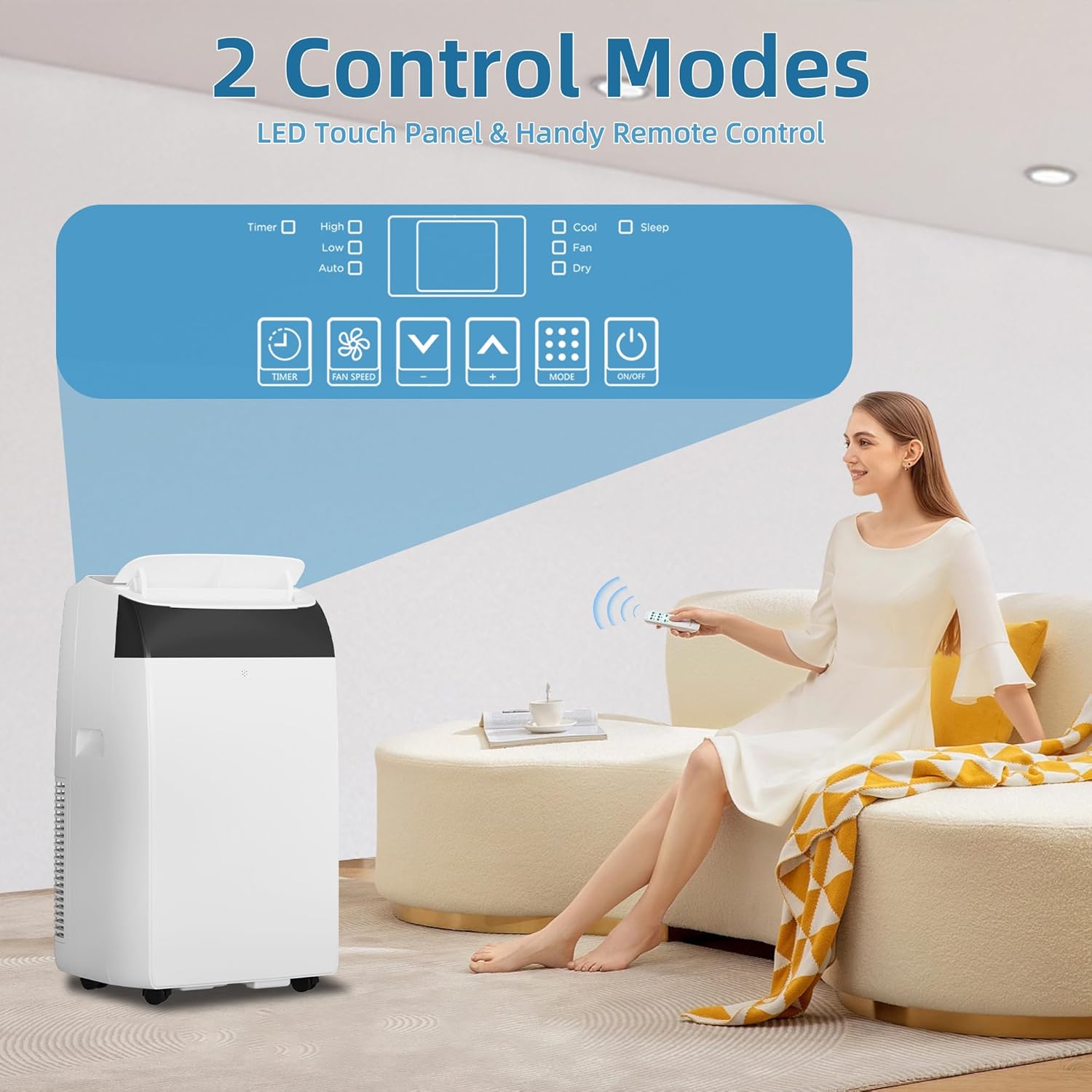 Portable Air Conditioners, 14000 BTU Portable AC Unit for Rooms up to 750 sq. ft. 3-in-1 Smart Cooling System, Dehumidifier and Fan with Remote Control, Exhaust Hose and Window Kit