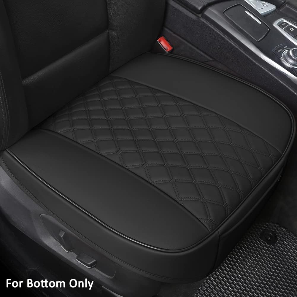 Black Panther Luxury Faux Leather Car Seat Cover Front Bottom Seat Cushion Cover, Anti-Slip and Wrap Around The Bottom, Fits 95% of Vehicles - 1 Piece,Black