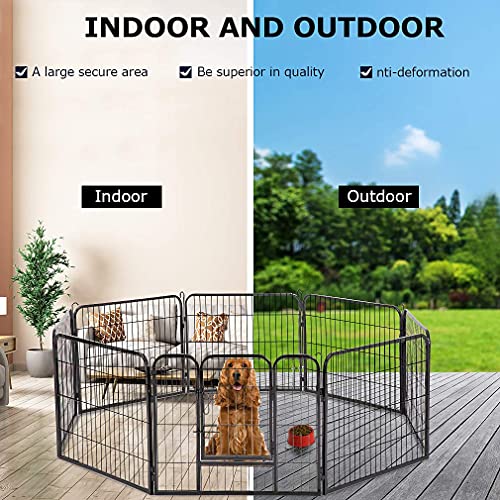 BestPet Dog Playpen Indoor 40 inch 16 Panels Metal Dog Pen Pet Dog Fence Outdoor Exercise Pen with Doors,Pet Puppy Playpen for RV Camping Yard, Black