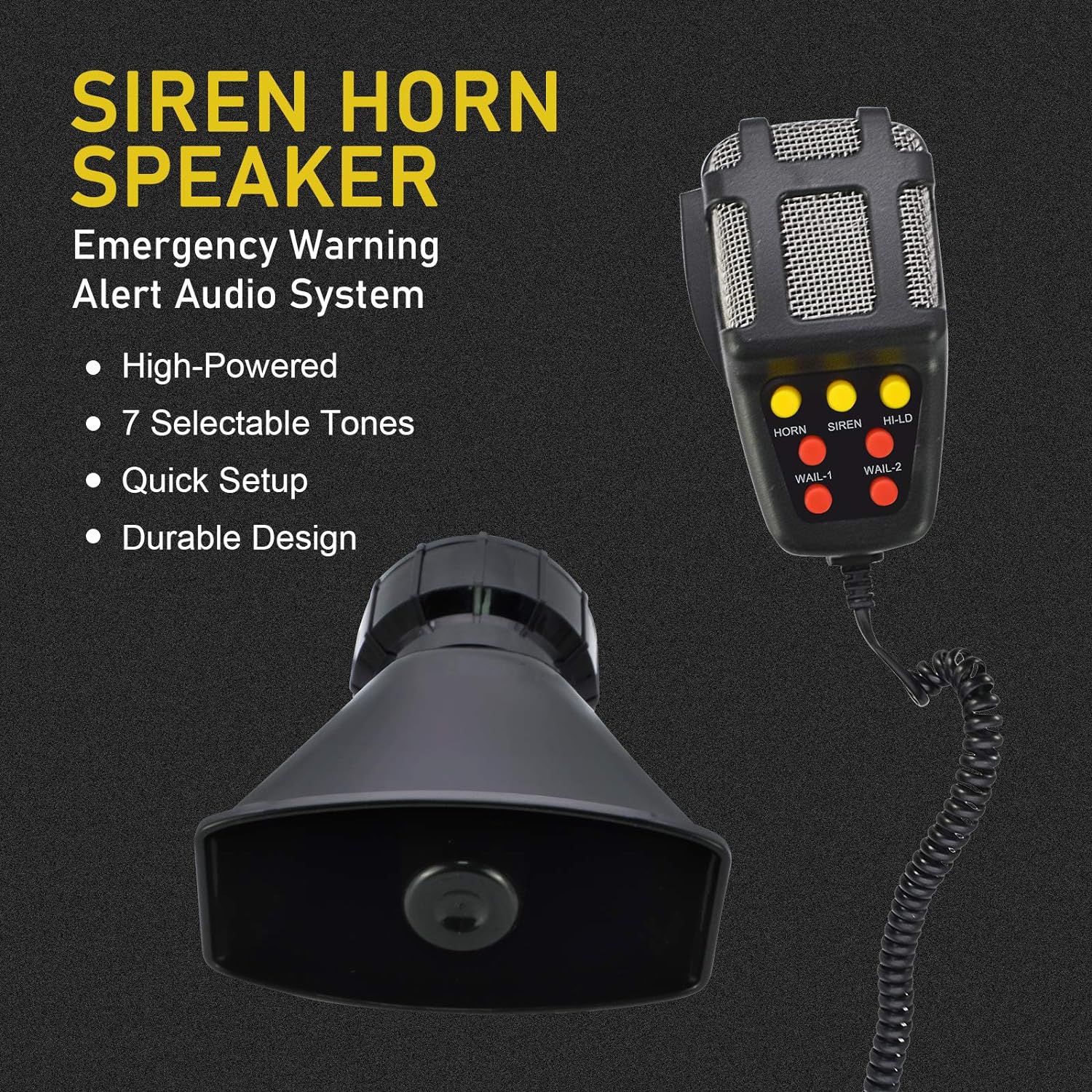 Safego Police Siren Speaker Car Pa System, Dc12v 100w 7 Tones Wired Handheld Microphone Loudspeaker Emergency Siren Electronic