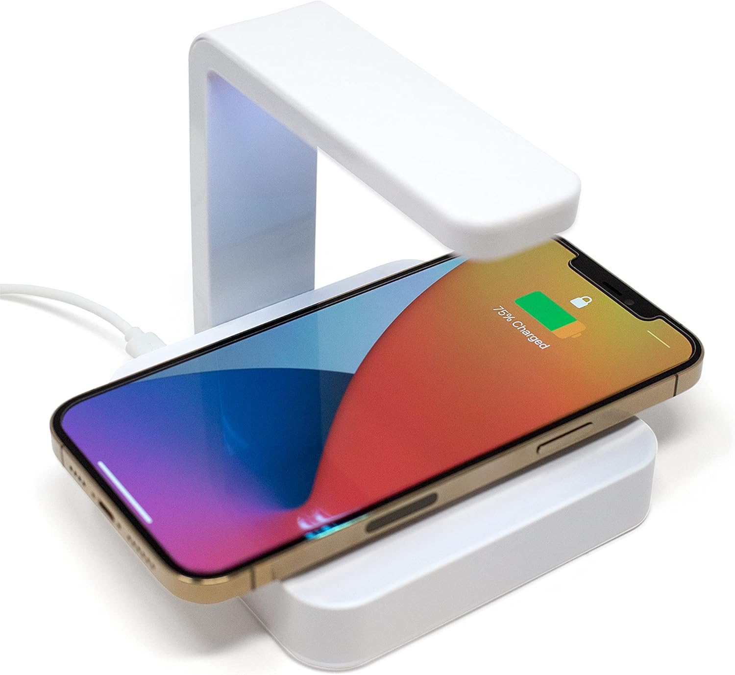 Zdium UV Phone Sanitizer with Wireless Charging | EPA Registered & Clinically Proven Cell Phone Sterilizer for Disinfecting Phones, Tablets, & More | Kills 99.9% of Bacteria, Viruses, & Germs | White Pack of 2