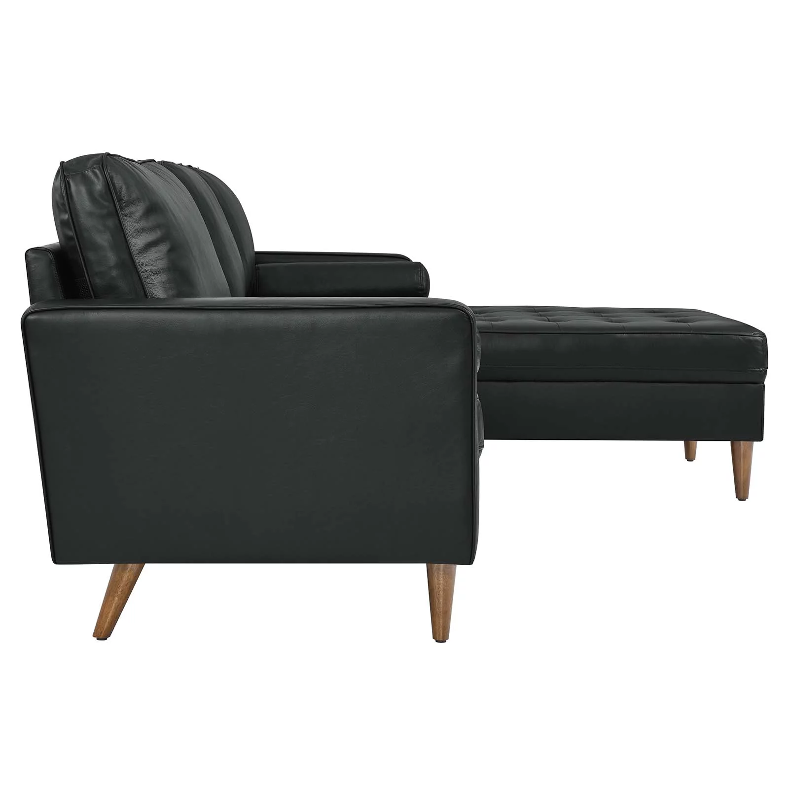 Modway Valour 98" Leather Sectional Sofa in Black