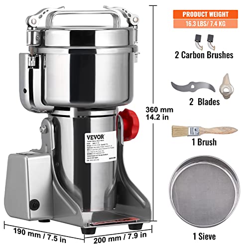 VEVOR Electric Grain Mill Grinder, High Speed Commercial