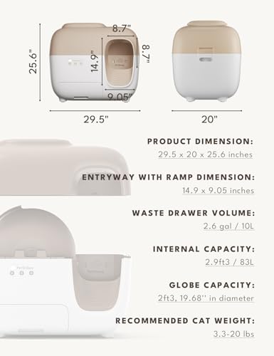 PetSnowy (Premium Version with Mini Mesh) Snow+ Self Cleaning Automatic Litter Box with Odor Free TiO2 System Automatic Cat Litter Box Self Cleaning for 3.3-20 lbs