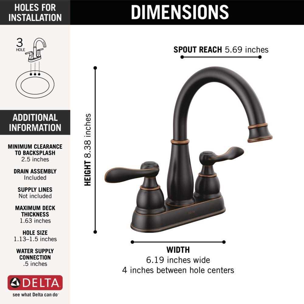 Delta Windemere Oil Rubbed Bronze Centerset Bathroom Sink Faucet 4 - Shop Hardware Tools Online Store