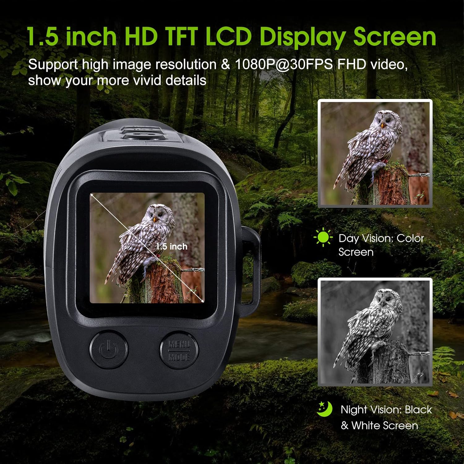 VABSCE Digital Night Vision Monocular for 100% Darkness, 1080p Full HD Video Long Distance Infrared Night Vision Goggles Binoculars for Hunting, Camping, Travel, Surveillance with 32 GB Micro SD Card